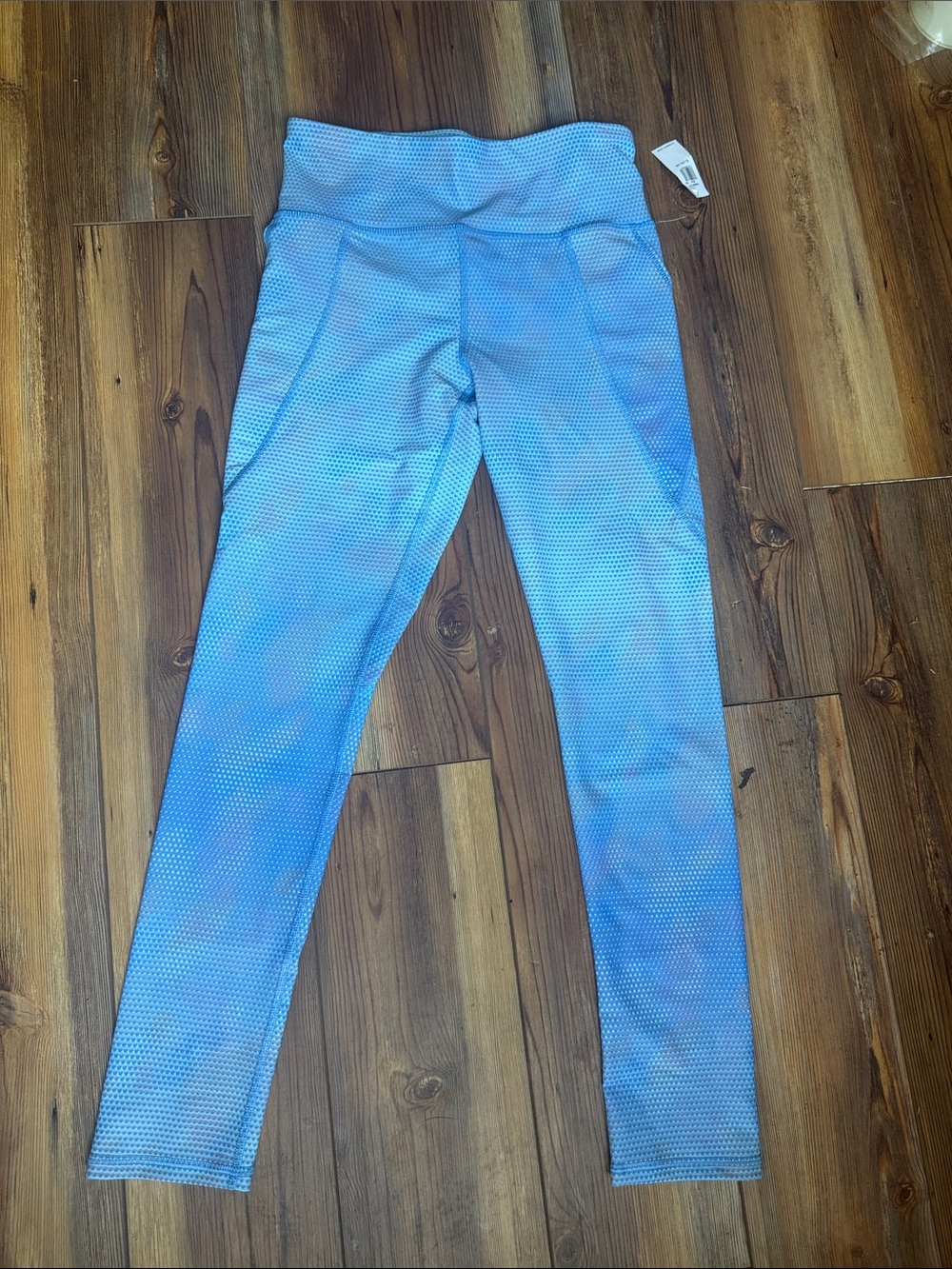 Old Navy Light Blue Kids Leggings — Textured Stretch Performance Bottoms